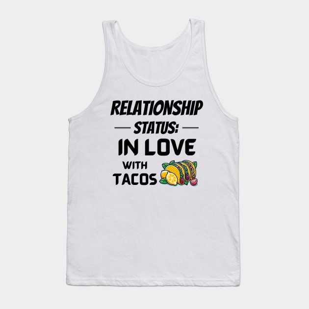 Relationship Status: In Love with Tacos - black pattern Tank Top by Angela Whispers